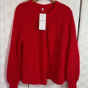 Women's Vibrant Red Cardigan
